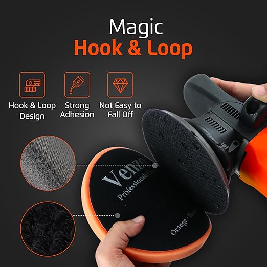 Venzo 3 Inch Buffing Polishing Pads, 5 Pcs 3.5" inch Front Side for 78mm Backing Plate, Buffing Polishing Kit, Cutting, Waxing Pads for Car Buffer & Polisher