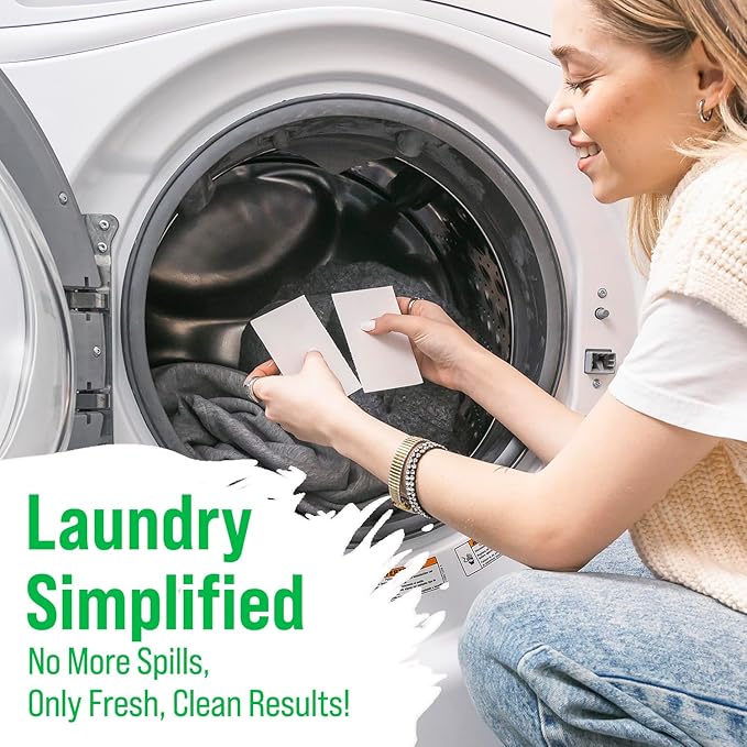 Rockin' Green Active Wear Travel Laundry Detergent Sheets - Mess-Free Laundry Sheet Detergent with Sodium Bicarbonate - Easily Dissolvable Laundry Soap Sheets (104 Loads, AC/DSea Breeze)