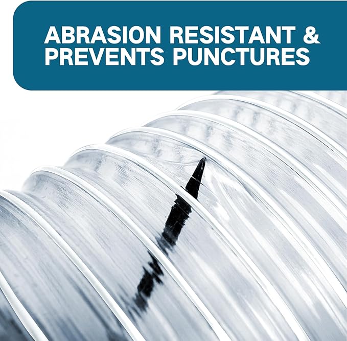 5" x 10' PVC Dust Collection Hose, Flexible Heavy PVC Fume Collection Hose with Carbon Steel Wire Coil, Puncture Resistant Clear PVC Fume Collection Hose for Dust Collectors