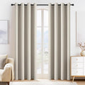 PONY DANCE Blackout Curtains for Bedroom - Double Pieces Thermal Insulated Drapes Noise Reducing Solid Grommet Top Window Curtain Panels for Home Decoration and Doorway, 55 x 80 inch, Cream, 1 Pair