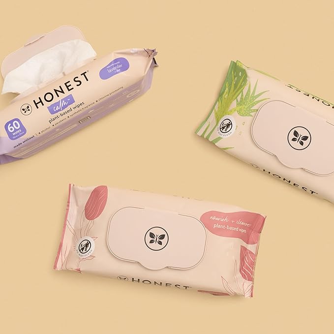 The Honest Company Nourish and Cleanse Naturally Scented Wipes Cleansing Multi-Tasking Wipes 99% Water Plant Based Hypoallergenic Sweet Almond 240 Count