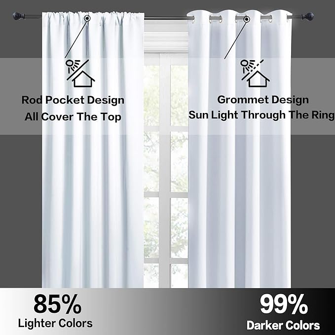 RYB HOME Kitchen Curtains Room Darkening Curtain Tiers Small Window Draperies for Nursery/Dining Room/Bathroom, 42 inch Wide x 36 inch Long, Grayish White, 2 Panels