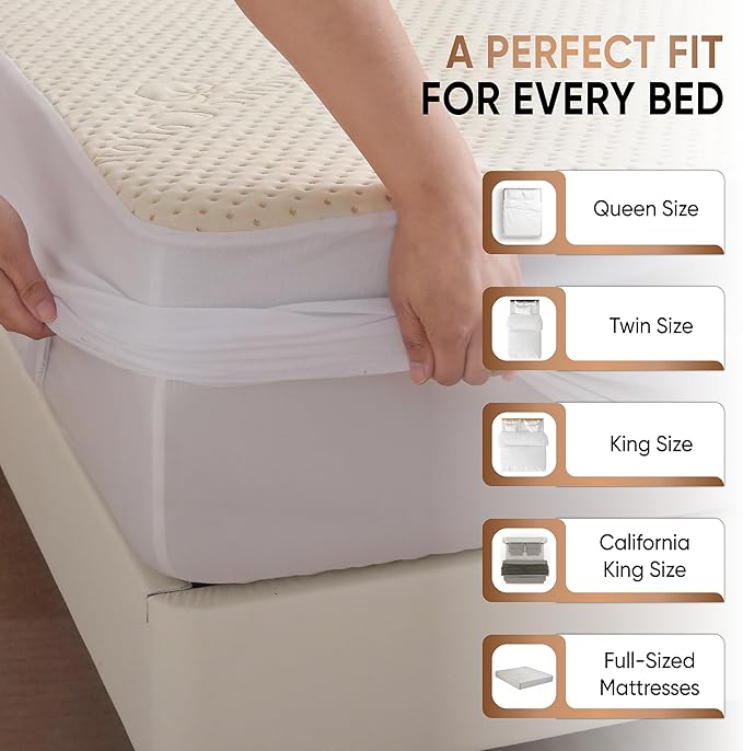 Luxury Waterproof Organic Mattress Protector Twin XL - Organic Cotton Breathable Mattress Pad Cover - New 380 GSM Comfort - Deep Pocket - Jersey Cotton Skirt - Fitted Comfort