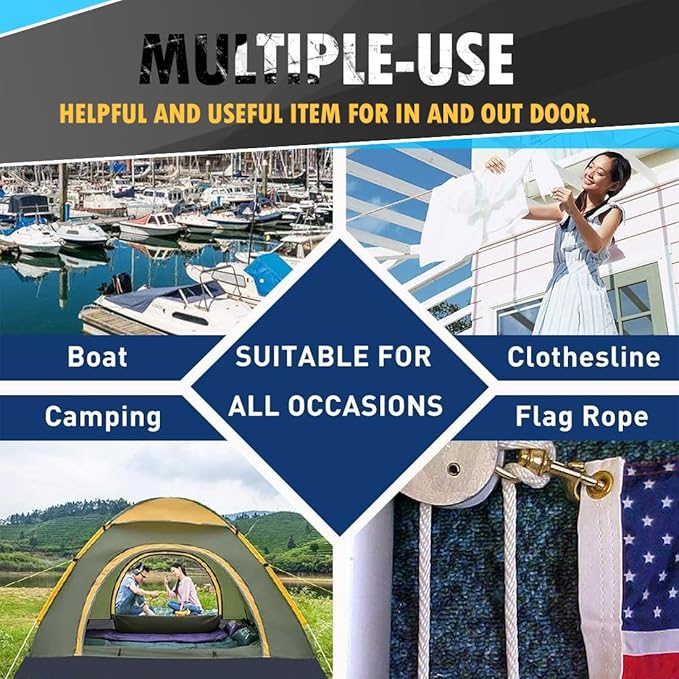 PerkHomy Cotton Rope 3/16" (5mm) 100 ft Multi Purpose Utility Diamond Braided Cord, Natural Cotton for Clothes Line Camping Crafting Flag Pole, Light Yellow