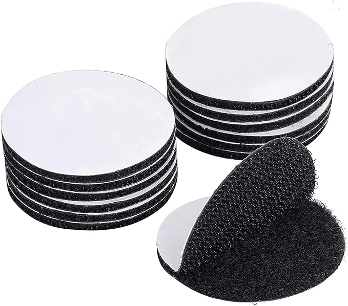 BRAVESHINE 12PCS Industrial-Strength Hook and Loop Fasteners - Double Sided Sticky Tapes - Anti Slip Rug Gripper Tapes Carpet Stickers for Home Office Use - Round Adhesive Wall Mounting Tape 1.5inch