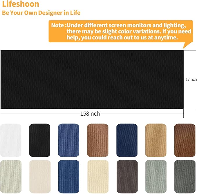 Fabric Repair Patches, 17X158 Inch Canvas Self-Adhesive Fabric Patches Tape Durable, DIY Large Canvas Repair for Sofa, Couches, Furniture, Chair, Clothing （17X158 Inch, Brown）