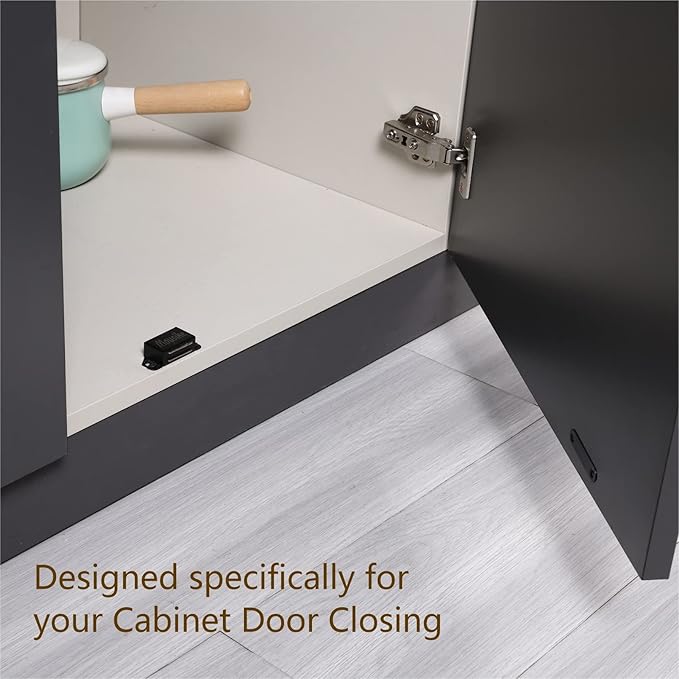 Mousike Cabinet Magnets 30lb Black Door Magnets with Strong Magnetic for Kitchen Cupboard Wardrobe Closet Cabinet Door Drawer Latch 16 Pack