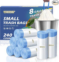 240 Count 8 Gallon Trash Bags Drawstring - 1.2 Mil White Medium Garbage Bags Unscented, 30 Liter Thick Plastic Trash Can Liners for Home Kitchen Bathroom