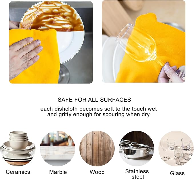 kimteny 13x28 Inches Kitchen Cloth Dish Towels, 400 GSM Premium Dishcloths, Super Absorbent Coral Velvet Microfiber Cleaning Cloths, Fast Drying Rags for Washing Dishes (6 Pack, Orange)