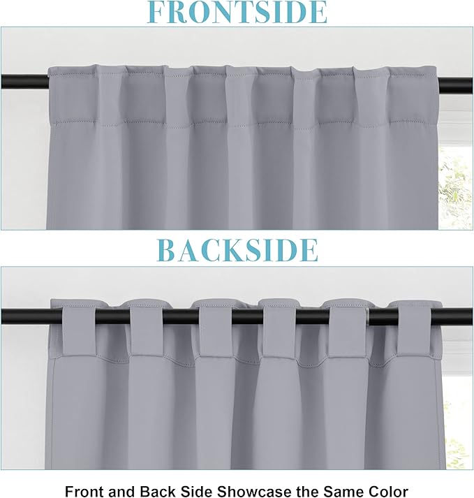 RYB HOME Blackout Curtains & Drapes - Light Block Thermal Insulated Privacy Window Covering for Bedroom Living Room Office, W 42 x L 54 inch, Silver Grey, 2 Panels