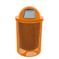 COATEDOUTDOORFURNITURE Coated Outdoor Furniture 32-Gallon Heavy-Duty Punched Steel Round Trash Receptacle, Commercial Outdoor Waste Bin with Liner & Dome Lid – Made in America (Textured Orange)