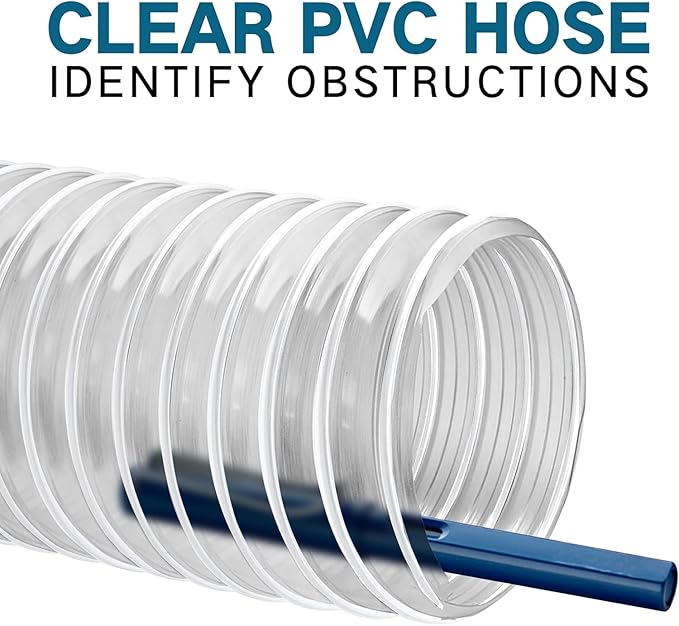 Heavy PVC Dust Collection Hose 6" x 10', Puncture Resistant PVC Dust Collection Hose with Carbon Steel Wire Coil for Woodworking, Workshops, Dust Collectors