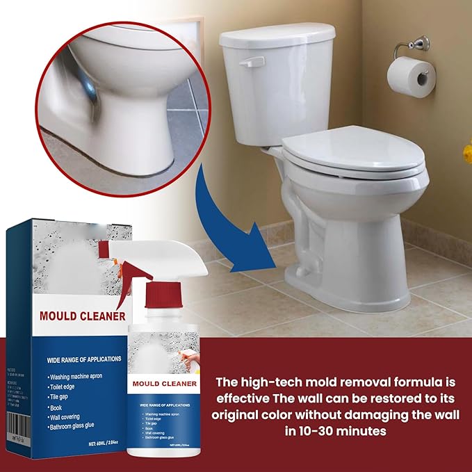 Mould Cleaner Spray Powerful Foam Cleaning Spray | Multi-Surface Fast-Acting Stain Remover for Kitchen, Bathroom, Wall and Tile Cleaning, No Scrubbing Required (3, 2.04oz*3)