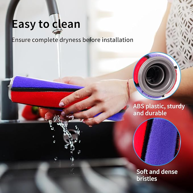 5 Pack Soft Roller Brush Replacement Kit Compatible with Dyson V10,V11,SV12,SV14 Soft Roller Cleaner Head,Vacuum Attachment Replacement Parts for Home Cleaning,1 Clean brush 1 Screwdriver