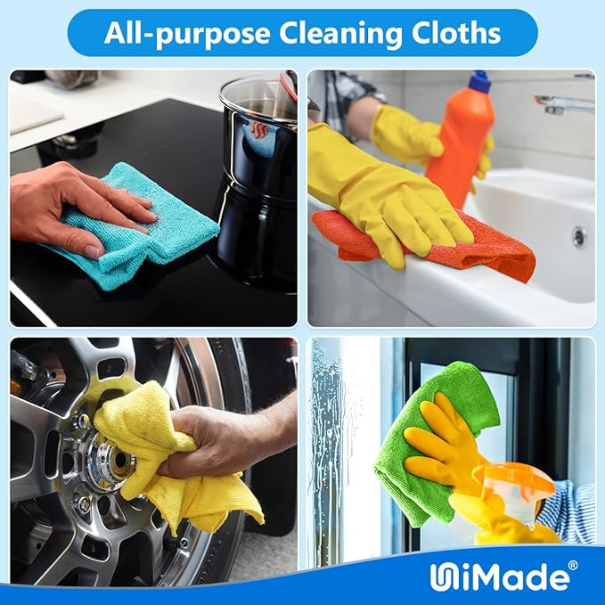 Microfiber Cleaning Cloth, 150PK Reusable Shop Rags Bulk Microfiber Cleansing Cloth Lint Free Cleaning-Towel for Car Kitchen Automotive Bar Mechanic Restaurant Garage,11.5"x11.5",Multicolor