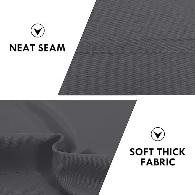 DWCN Short Blackout Curtains 36 inches Length 2 Panels Set, Half Window Rod Pocket Privacy Curtain Tiers for Kitchen, Room Darkening Curtains for Bathroom Shades (W52 x L36 Inch, Dark Grey)