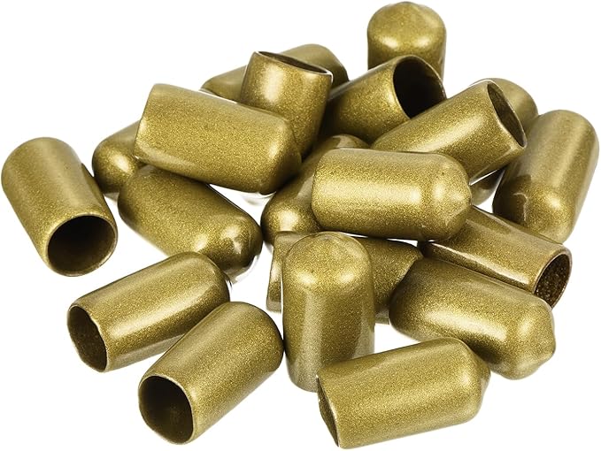 uxcell 20pcs Rubber End Caps 10.5mm ID Vinyl Round Tube Bolt Cap Cover Thread Protectors Gold