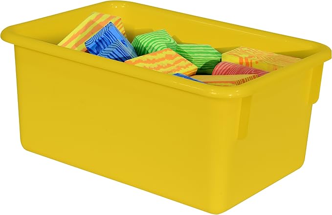 Wood Designs Cubby Storage Bin, Heavy Duty Plastic Containers for Kids Yellow Cubby Tray Set of 20