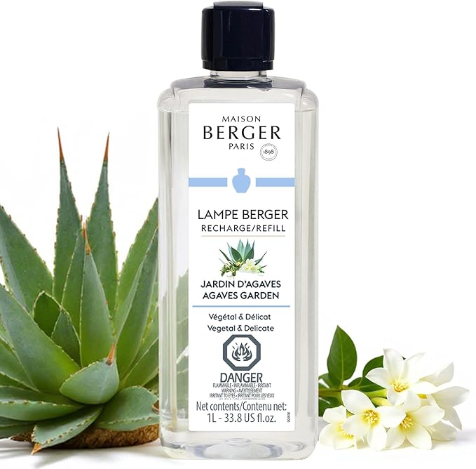 MAISON BERGER - Agaves Garden - Lampe Berger Fragrance Refill for Home Fragrance Oil Diffuser - Air Freshener - 33.8 Fluid Ounces - 1 Liter