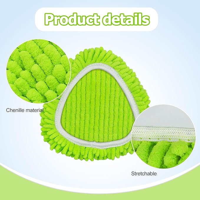Mop Heads Replacements Compatible with O-cedar Easy Wring 1-Tank System,Mop Replace Head for Dry/Wet Use,4 Pack Reusable Spin Mop Replacement Head,Washable Chenille Dust Mop Refills for Floor Cleaning