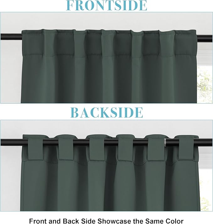 RYB HOME Blackout Curtains for Bedroom, Small Windows Shades Thermal Insulating Privacy Drapes for Living Room Classroom Kitchen Bathroom Dining, Wide 42 x Long 36 inch, Dark Green, 2 Panels