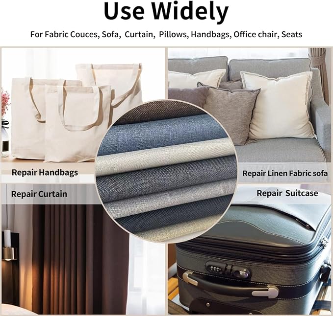 Fabric Repair Patches, 17X79 Inch Linen Repair Tape Self-Adhesive Fabric Patches Durable, DIY Large Linen Tape for Sofa, Couches, Furniture, Chair, Clothing （17X79 Inch, Dark Grey）