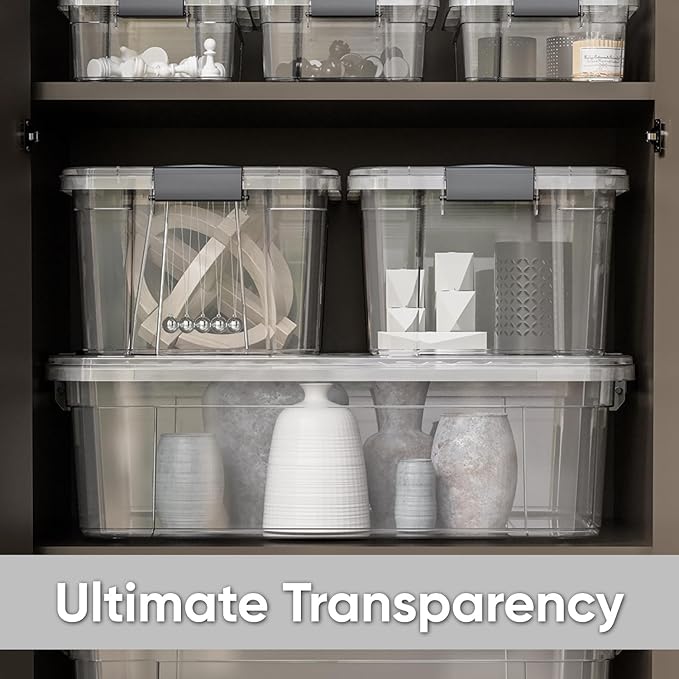 Superio Storage Bins with Lids - Clear Boxes for Organizing, Stackable Plastic Containers - BPA Free, Non-Toxic, Odor Free, Organizer for Home, Office, Dorm(2 Pack, 11 Qt)