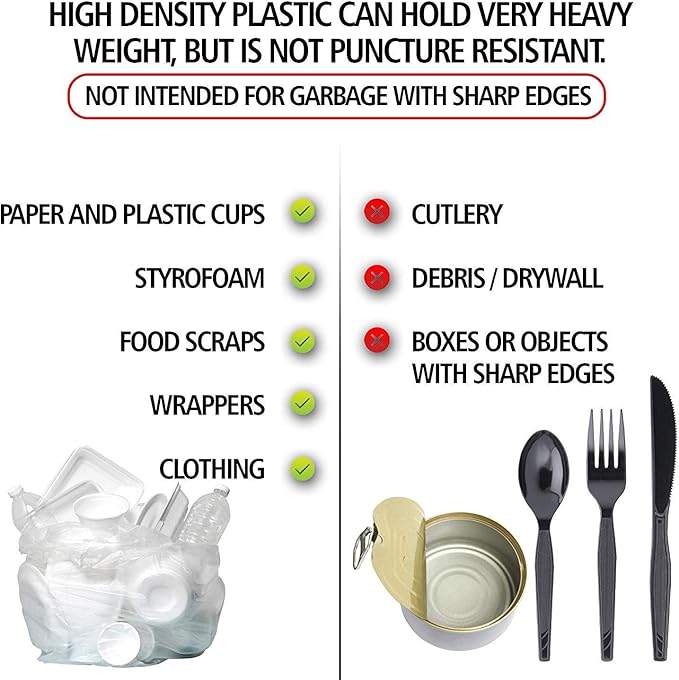 Aluf Plastics High Density Trash Bags, 16 Gallon, 4000 Count, 6 Micron (eq), 24" x 33", Clear, for Bathroom, Office, Industrial, Commercial, Janitorial, Municipal, Recycling