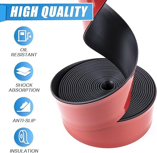 Adhesive Rubber Strips Neoprene Rubber Sheets, Rolls & Strips with Adhesive Backing Rubber Pads Self Stick Seal Rubber Gasket Adhesive Back for Matting Padding - 2" Wide x 1/16" Thick x 10' Long