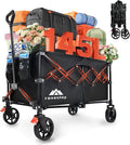 Collapsible Wagon Cart Heavy Duty Utility Carts with All Terrain Wheels for Garden, Grocery, Camping, Sports, Shopping, and Outdoor Use - 360lbs Capacity, Foldable, Portable, 145L Large Wagon