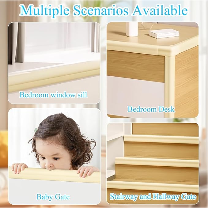 Baby Proofing Edge Corner Protector,1Roll L-Shape Soft Cabinet Door Bumper Corner Strip,8 Furniture Safety Bumper Corner Guards,Self Adhesive,Wall Protector,for Nursery,Kitchen,Fireplace,Table