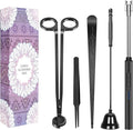 5 in 1 Candle Accessory Set,Candle Wick Trimmer Cutter,Candle Wick Dipper,Candle Wick Snuffer,Rechargeable Candle Lighter,Tweezers,Stainless Steel Candle Care Kit Home Gift for Aromatherapy(Black)