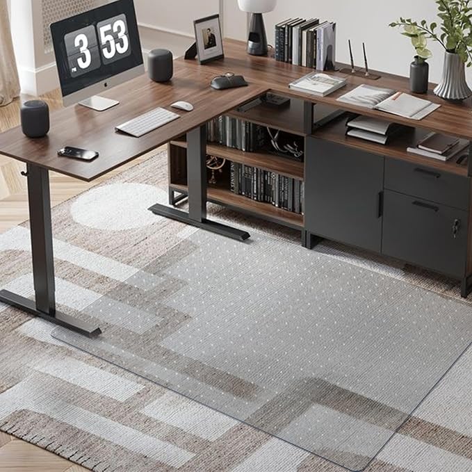 Azadx Chair Mat for Carpet 48"x 36" with Lip Chair Mat for Carpeted Floors, Office Chair Mat for Carpet Protector Floor Mat on Low Pile Carpets Easy Glide Rolling Desk Computer Chair Mat for Home