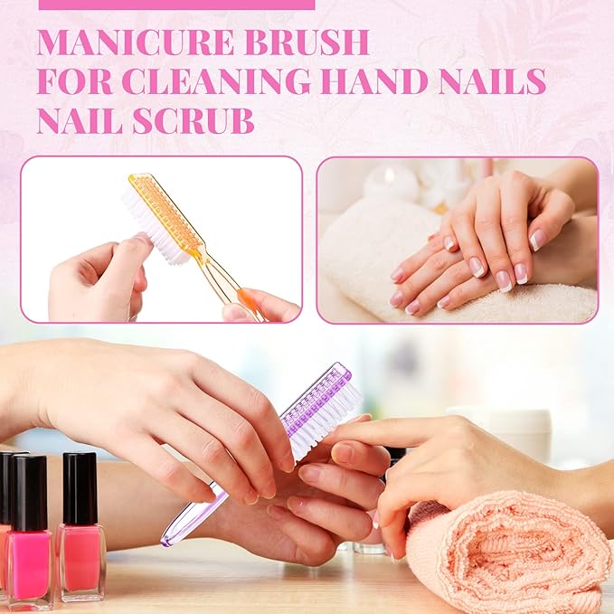 Patelai 24 Pcs Handle Grip Nail Brush Bulk Colorful Nail Scrubber Cleaner Fingernail Brushes Hand Toes Scrub Cleaning Brushes Pedicure Scrubbing Tool for Men and Women, Multicolor Brush