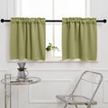 Pickluc Rod Pocket Tier Curtain - Half Blackout Curtain for Kitchen, Bathroom, Cabinet, Basement, 42 Inches Wide and 24 Inches Long, Sage Green, 2 Panels
