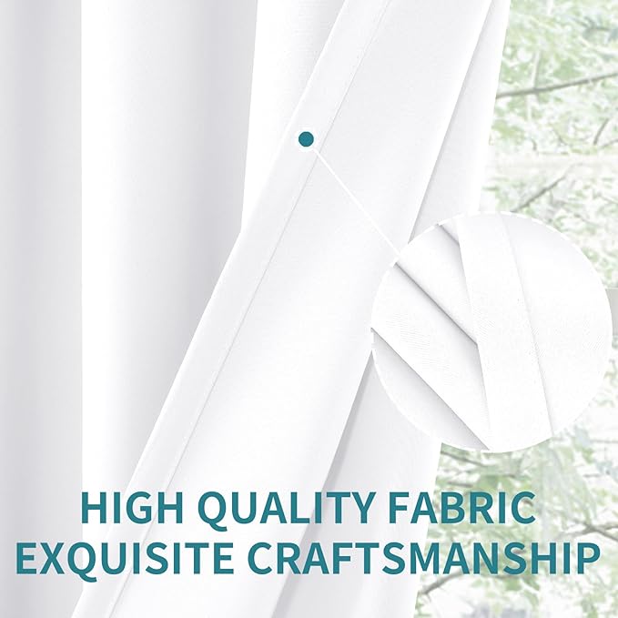 BGment Short White Curtains 36 Inches Length - Rod Pocket 42 Inch Width Privacy Window Treatments Drapes for Kitchen Cafe Bathroom, 2 Panels, 42 x 36 Inch