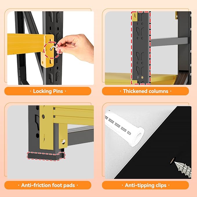 60" W Storage Shelves Heavy Duty, 4 Tier Metal Garage Shelving Units, 5000LBS Heavy Duty Adjustable Shelf, Garage Storage Rack, Industrial Shelving for Shop, Warehouse,60" W x 20" D x 79" H