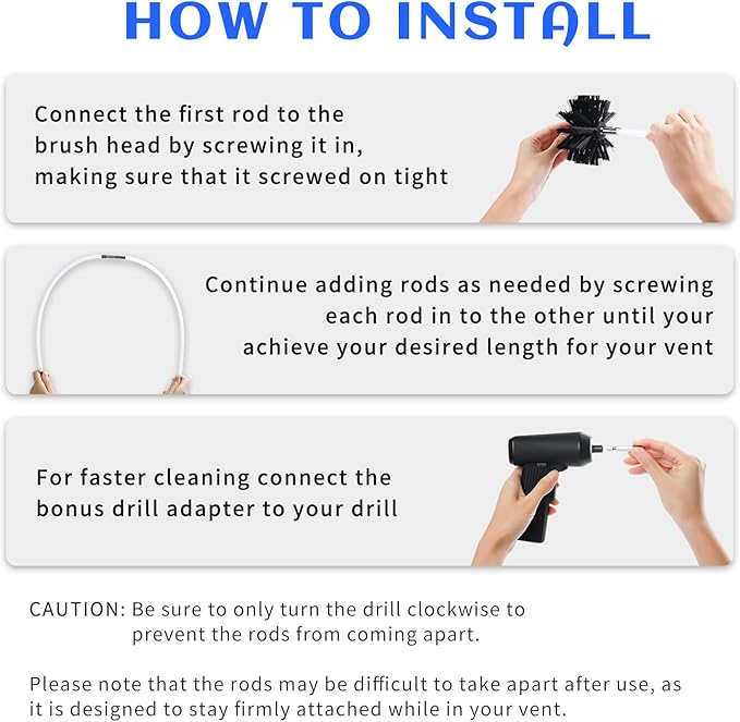 HOKLNUSE Dryer Vent Cleaner Kit Chimney Sweep Cleaning Tools Pellet Stove Cleaner Kit Air Dryer Duct Fireplace Brushes for Easy Lint Cleaning with 4" and 6" Brush Heads (Medium Duty, 20Feet)