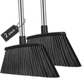 NACENA Heavy Duty Broom, 55 Inch Long Handle Outdoor Large Angle Brooms, Commercial Broom for Sweeping Indoor, for Home Garage Kitchen Office Courtyard Lobby Patio Lawn Concrete, 2 Pack, Black