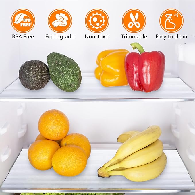 Shelf Liners for Kitchen Cabinets Non Adhesive Drawer Liner EVA Material Cupboard Mat Waterproof Refrigerator Mats Washable Fridge Liner for Cupboard and Desks Clear Shelf Liner 17.3 x 157.4 Inches