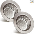 Retisee 2 Pcs Sink Strainer Stainless Steel Kitchen Sink Drain Strainer Basket Cover Mesh Hair Food Catcher, Large Wide Rim of 4.4 Diameter(Brushed Silver)