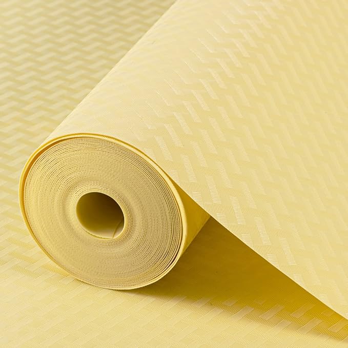 Shelf Liners for Kitchen Cabinets Refrigerator Liners Waterproof & Oil-Proof Kitchen Cupboard Liner Non Adhesive Drawer Mats Cabinet Liners for Shelves -Yellow Beige 11.8 x 236.2 Inches