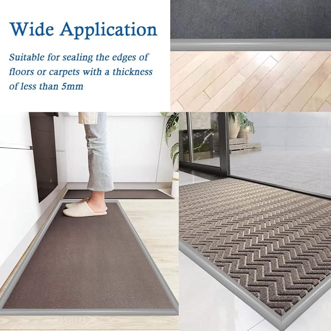 Floor Transition Strip Self Adhesive Carpet & Flooring Transitions Edging Trim Strip PVC Threshold Transitions Suitable for Threshold Height Less Than 5mm (20Ft, Wood Grain Gray-New)