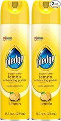 Pledge Multisurface Furniture Polish Spray, Works on Wood, Granite, and Leather, Shines and Protects, Lemon, 9.7 oz (Pack of 2)
