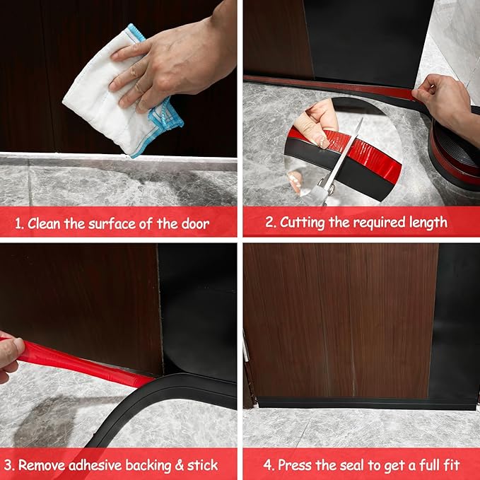 Silicone Weather Stripping, 2 inch (W) x 20 Ft (L) Door Draft Stopper Window Seal Strip for Gaps of Door & Windows, Garage Door Under Bottom, Sealing Tape Shower Doors Sweep, Transparent