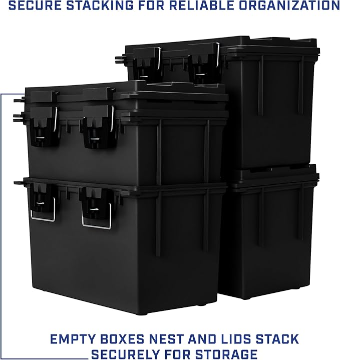 Sheffield 12773 XL Storage Bins With Lids, 2-Pack Stackable Storage Bins, Made in USA, Lockable and Water-Resistant Containers with Lids, Plastic Containers for Home, Classroom, and Dorm