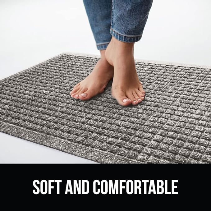 GORILLA GRIP Front Door Mat, 47x35, Indoor Outdoor Ultra Absorbent HydroAbsorb Doormat, Absorbs Up to 6 Cups of Water, Stain and Fade Resistant, Rubber Backing Doormats, Captures Dirt, Charcoal
