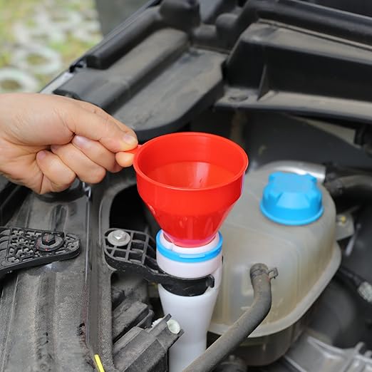 Flexible Fuel Funnel with Long Hose Plastic Small Wide Mouth Filling Funnel Car Funnel for Engine Oil Gas Fuel Gasoline Diesel Water Fluid Liquid Transmission Red (2)