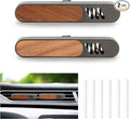 2 Packs Car Air Freshener Diffuser, Essential Oil Diffusers Vent Clip, Perfume Diffuser with 6 Refill Unscent Fiber Sticks, Premium Car Accessories, Metal & Wood design, Custom Scent, Gift For Men