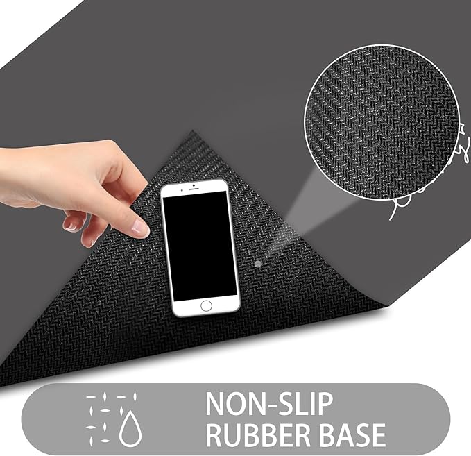 Ultra Thin Door Mat Indoor Entrance, 1/10 in Thin Door Mats for Inside Entry, Non-Slip Rubber Backing Washable Doormat, Fade Resistant, Absorbent, Low Profile Dirt Trapper, 24"X16", Black